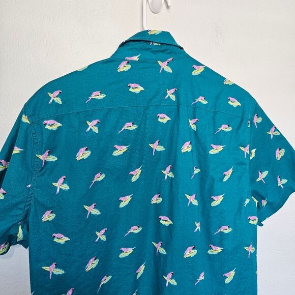 Bonobos | Riviera Bird Parrot Print Short Sleeve Collar Button Down Shirt Large - Picture 6 of 7